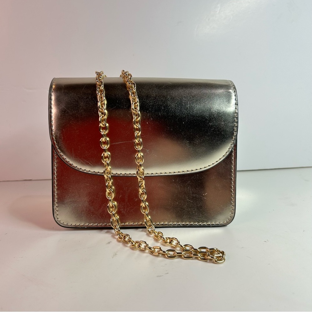 & Other Stories Metallic Gold Leather Small Chain Crossbody / Shoulder Bag